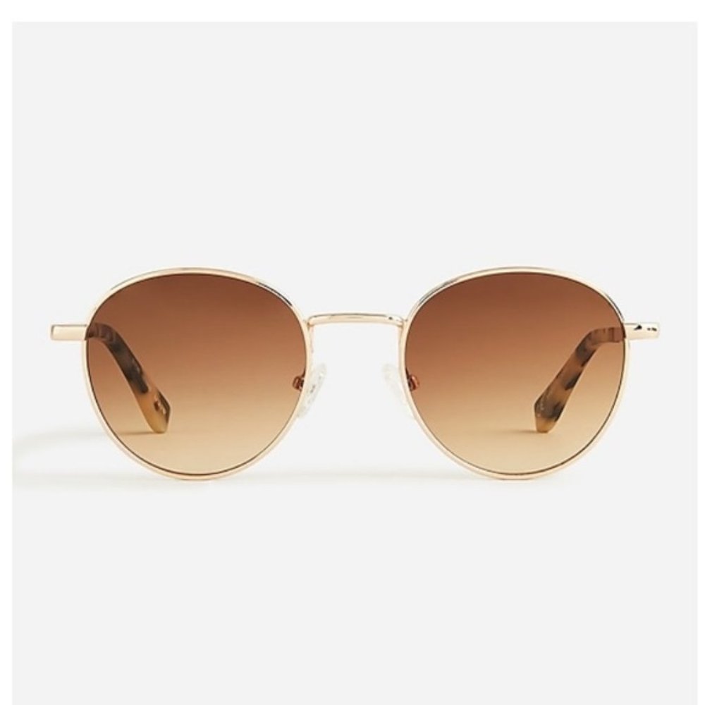 J Crew Round Wire-frame Sunglasses in Gold Umber